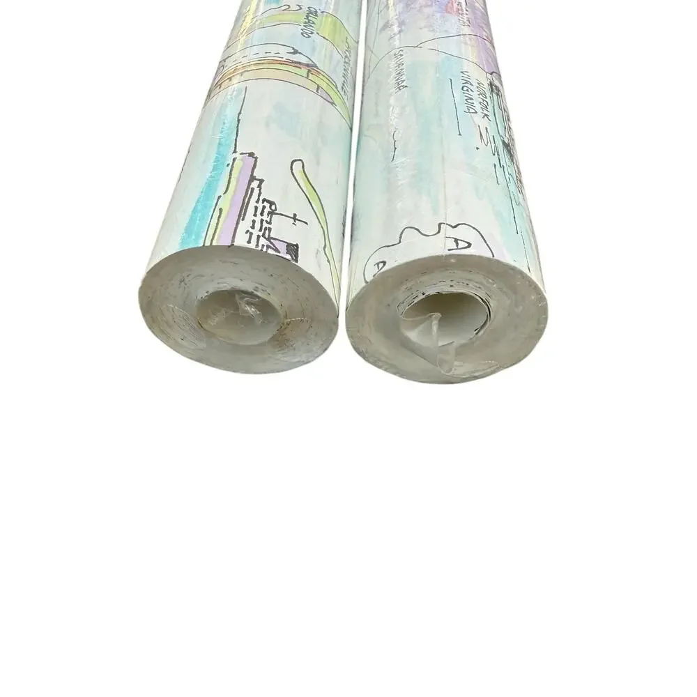 Carey Lind Wallpaper Map Travel Coastal City Style KD0342 One Roll NEW 11 yrds